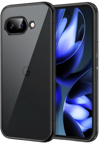 JETech Cover per Google Pixel 9a, Anti-Ingiallimento, Nero | Protezione Antiurto, Retro in PC Rigido Antigraffio, Custodia Bumper TPU Trasparente Resistente