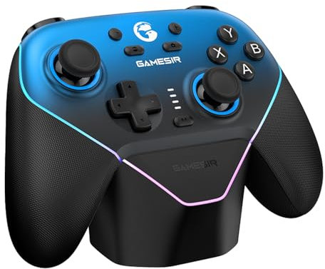 GameSir Super Nova Multiplatform Game Controller – 2.4G Wireless for PC/Switch/iOS/Android – Hall Effect Joystick & Triggers, Magnetic Faceplate, RGB Lighning,Charging Dock (Azul Anochecer)