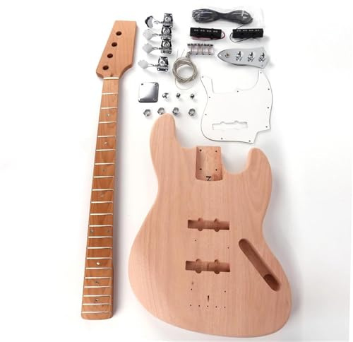 rsatzteile für Gitarrenkorpus DIY 4-saitiger E-Jazz-Bass-Bausatz Hals Und Griffbrett Aus Geröstetem Ahorn Korpus Aus Mahagoni Mit Sämtlicher Hardware