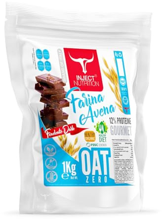 Inject Nutrition Farina d'Avena Aromatizzata, 1kg, 12% Proteine, Zero Zuccheri Aggiunti (1kg, Fondente Dark)