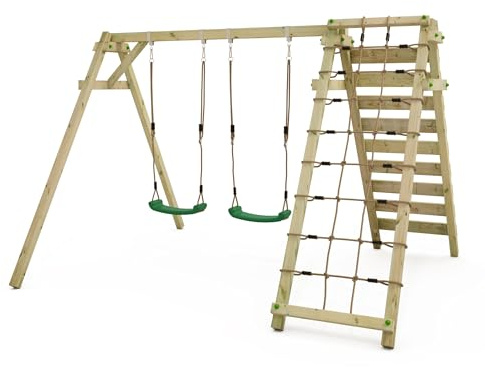 Wickey Smart Cliff Balançoire pour enfant - Balançoire - Double balançoire - En bois - Avec 2 sièges à bascule - Vert