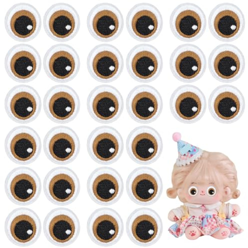 FINGERINSPIRE 15 Paar Augen Aufnäher Zum Aufbügeln Dunkelkhaki Gestickte Cartoon Augen Aufnäher Niedliche Gestickte Applikationen Dekorativer Aufnäher Für Kleidungsdekoration Und Bastelbedarf