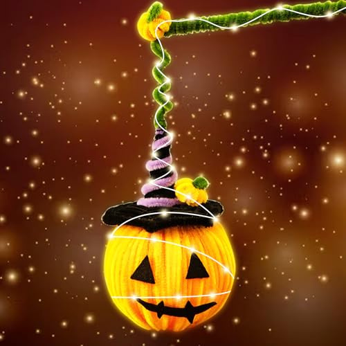 Laternen Bastelset Halloween,LED Kürbis Laterne Halloween 84Stück Pfeifenputzer zum Basteln DIY Halloween Deko Kürbis Laterne mit Stab kürbislaterne mit Kleberpistole Halloween Party Deko Geschenke