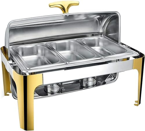 CQIKRWGWS Vassoio Isolante per Catering, scaldavivande, scaldavivande, Buffet, in Acciaio Inox con Vassoio scaldavivande, Perfetto per Mantenere Il Buffet, C, C