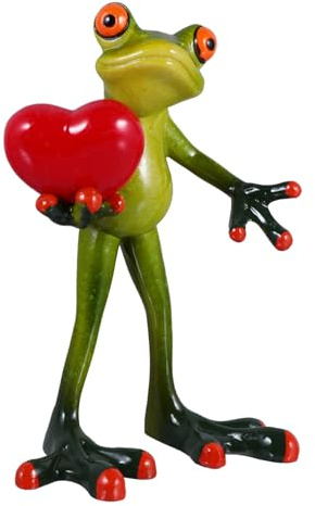 DECOMELODY Kreative Harzdekoration Figur mit Garten Deko Kunstharz aus Frosch Feiner Handwerkskunst als Niedliche Herz Förmige für Bonsai und Gartendekor