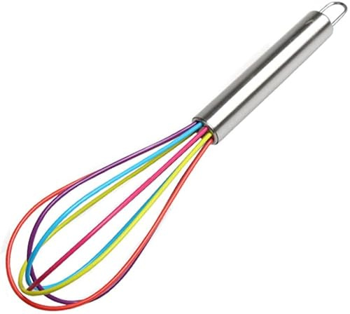 Batidor de silicona de acero inoxidable para mezclar, batidor colorido
