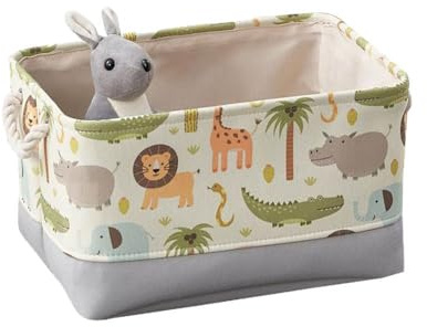 JIUJ Storage Baskets,Cotton Foldable Square Home Organizer Bin for Baby Nursery,Toys,Laundry,Baby Clothing,Gift Baskets (Lion)(Cuboid)