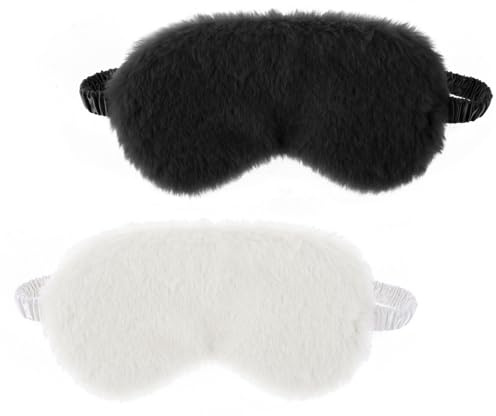 2 stycken ögonmasker i plysch, bekväm ögonbindel, mjuk natt-ögonmask, söta sovmasker, justerbar fuskpäls-sovmask för kvinnor och män, perfekt som rese- eller tupplurspresent