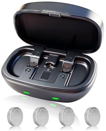ELICTECH Rechargeable 312 Hearing Aid Batteries and USB-C Charger with 4 Pack Cells, Long Lasting Power for Bluetooth & Non-Bluetooth Hearing Aids, Portable Compact Case