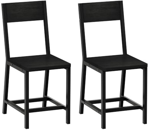 YOUDENOVA Esszimmerstühle 2er Set, Stabiles Metallgestell, Bequeme Küchenstühle mit Rückenlehne, Geeignet für Wohnzimmer, Esszimmer und Küche, Schwarz, Bis 150 kg Belastbar