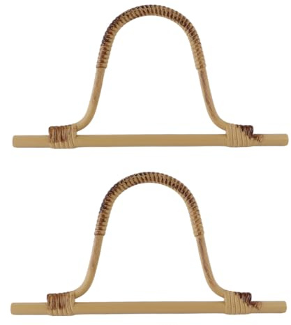 Ubric 2 manici in legno in rattan, manici in legno, per borse fai da te, borse da spiaggia e portafogli (27 x 11,6 cm)