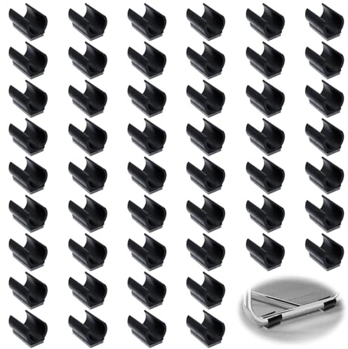 Sixfolo 50 Stück Filzgleiter für Freischwinger Rundrohr,19mm(Schwarz) | Kunststoff Filzgleiter Schwingstuhl mit Filz,U-Föfmige Klemmschalengleiter Filz Klein für Lärmreduzierend und Möbelschutz
