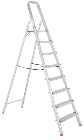 Rise Escabeau Pliable en Aluminium avec Pieds antidérapants 8 marches