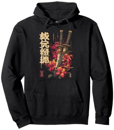 Katana Épée de lys araignée Rouge Anime Japonais Otaku Sweat à Capuche