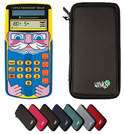TI-Little Professor inkl. WYNGS Schutztasche Schwarz - Interaktiver Rechentrainer - Basic Set | Interaktiver Rechentrainer, 80.000 Aufgaben, 5 Schwierigkeitsstufen, Solarbetrieb ohne Batterien