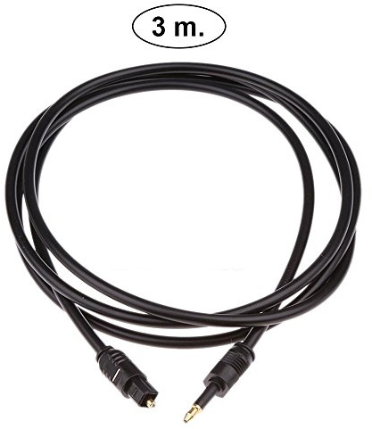 REY Cavo in fibra ottica da Mini-TOSLINK a TOSLINK da 3 metri, cavo audio digitale da 3 mm