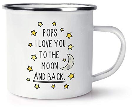 Pops I Love You To The Moon And Back Retro Emaille Becher