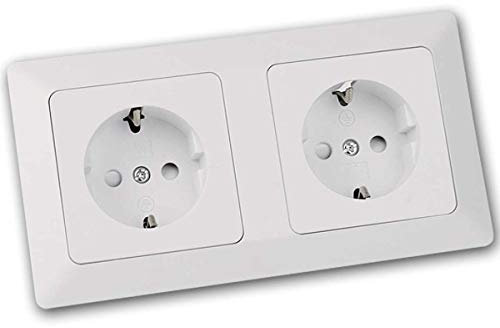 MILOS Doppel-Steckdose, weiß matt, mit Rahmen, UP