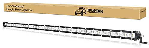 SKYWORLD 38 Zoll 97cm 180W LED Arbeitsscheinwerfer Bar Slim Lichtbalken | Einzelne Reihe, 12V 24V Flood Spot Offroad Scheinwerfer Wasserdicht Lightbar für 4x4 Auto KFZ SUV ATV UTV Traktor, 6000K Weiß