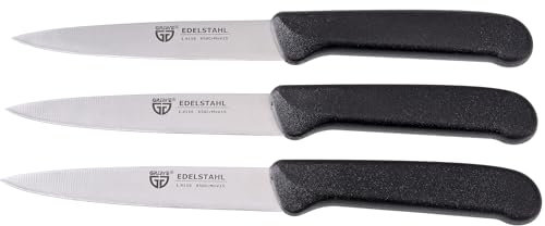 GRÄWE Gemüsemesser, 3er Set, kleines Küchenmesser-Set, Obstmesser, Schälmesser, Edelstahl, schwarz, super scharf geschliffen