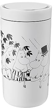 Stelton To-Go Click - Thermobecher, doppelwandige Isolierflasche - Rostfreier, auslaufsicherer Kaffeebecher/Teebecher mit Smart-Click-Deckel - Heiße & kalte Getränke - 0,2 Liter, Weiß, Moomin