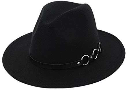 MILAX Herren Damen Baumwolle Breiter Krempe Vintage Filzhut Panama Hut mit Gürtelschnalle Verstellbarer Fedora-Hut Jazz-Hut Panamakappe