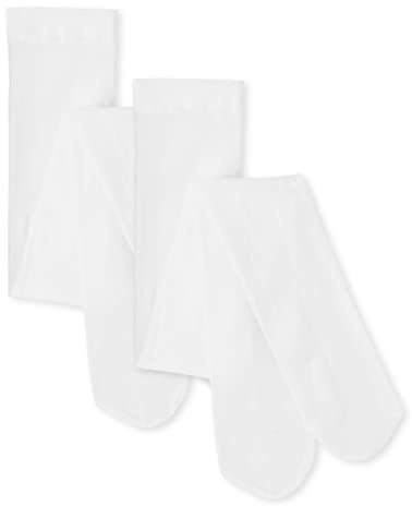 The Children's Place Girls Tights, White 2-pack, 8-10 US
