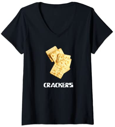 Damen Knallbonbons Paar-Kostüm – Käse und Knallbonbons T-Shirt mit V-Ausschnitt