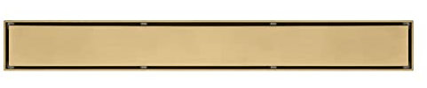 SWHC Duschrinne, Doppelseitige Bodenablauf Dusche 2 in 1 304 Edelstahl Duschablauf Rechteck Duschrinne Extra Flach Bodenablauf Komplettset mit Haarsieb - Randablauf,Brushed Gold,60cm