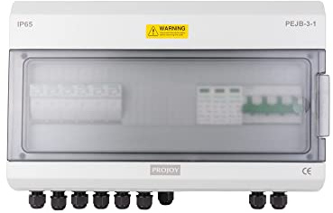 DC Solar Anschlusskasten Überspannungsschutz PV Photovoltaik Trennschalter 32A PV-Kombinationsbox 1000V Blitzschutz Leitungsschutzschalter Verteilerkasten 15A, Anschlusskasten DC String:3input 1output
