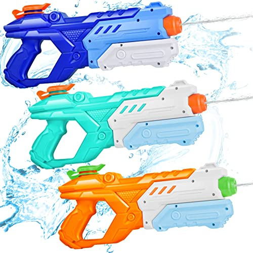 Quanquer Wasserpistole Erwachsene- 3 Stücke Wasserspritzpistole 600ML mit 10 Meter großer Reichweite Super WasserBlaster Soaker Sommer Schwimmbad Strand Pool Outdoor Wasser Kampf Spielzeug Erwachsene
