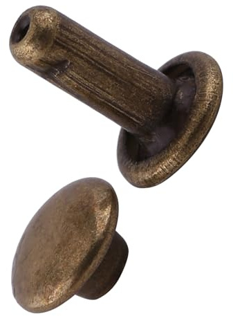 bronze nieten für leder,Leder Nieten Bronze,Ledernieten,Hohlnieten,Nieten Für Leder,Metallnieten,100 Stück Doppelkappennieten,Röhrenförmiges Metall,Lederhandwerk,Reparaturen,Nieten,Dekoration (Grüne P