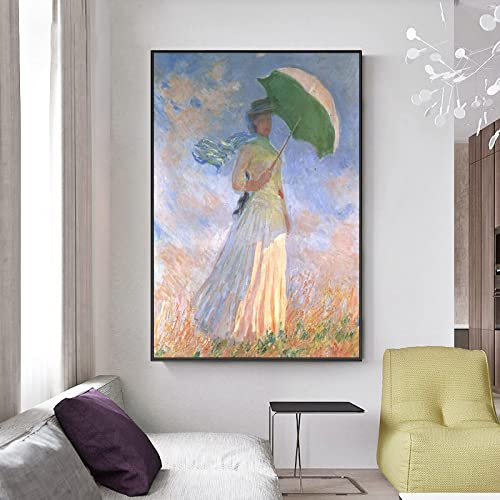 Dittelle Drucke, Impressionismus, berühmtes Ölgemälde, Claude Monet, Frau mit Regenschirm, Wandkunst, Wohnzimmerdekoration, Leinwanddrucke, 60 x 80 cm, rahmenlos