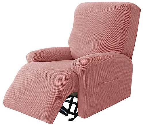 OQHAIR Übergroß Stretchhusse für Relaxsessel für kleine Liegesessel Stretch Relaxsessel Bezüge mit Aufbewahrungsmöbelschutz aus Jacquard mit kleinen Karos -Rosa-2Seater