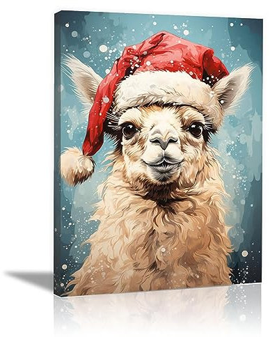 SHYAMIC Bilder Weihnachten Leinwandbild Kunstdruck, Cremefarbenes Alpaka Wandbild X-Mas Fenster Fotodruck Kunstdruck Leuchtbild, Weihnachten Winteridylle Effekt - 20x30cm Gerahmt