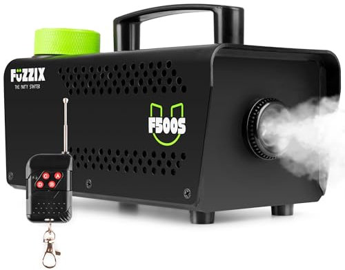 Fuzzix F500S Party Smoke Machine with Wireless Remote - Compact Fog Maker for Disco, Halloween, Events - Powerful, Easy-to-Use Atmosphere Equipment for Stunning Party Effects
