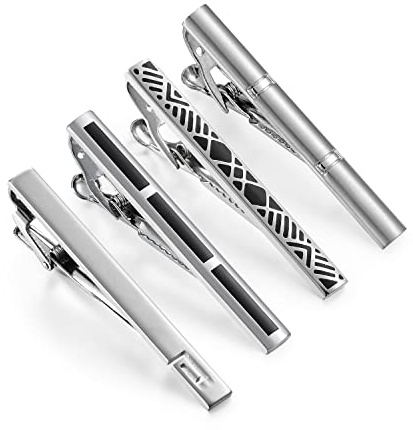 Wynameleri Set med flera delar, set för män, slipsnål, clipset, för vanliga slipsar, bröllop, affärsklämmor med låda, fars dag, förskickad, silver, slipshållare och guldslipsklämma för män, 4pcs