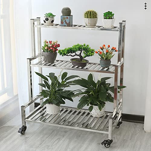 Pflanzenständer, Blumentopfregal für drinnen und draußen, mehrstufige Blumenregale, Pflanzenregalhalter in Eckregalen für Wohnzimmer, Garten, Terrasse, Balkon, Hof | Edelstahl (Größe: 120 x