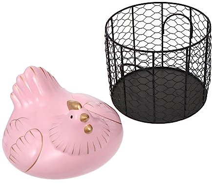 MAGICLULU 1 Satz Eierkorb Aus Keramik Korb Mit Obstschale Eierbehälter Aus Eisen Eierkorb Aus Drahtmetall Obstschale Aus Metall Rostfreier Stahl Ländlich Rosa Halterung