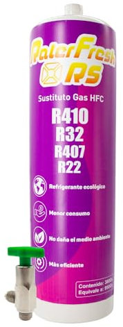 Gas Refrigerante Orgánico para Aire Acondicionado Tipo Split Ralerfresh RS equivalente a 950gr sustituto de los gases R410, R32, R407 y R22 (Botella + Llave)