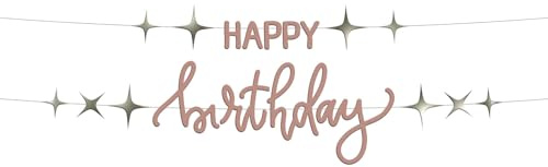 Folat 68704 Decoración de cumpleaños Rosa, Crema, Dorado champán -Set de guirnalda de letras - HAPPY birthday - Crème Rose - 1,5 metros - Una decoración de cumpleaños sofisticada y animada
