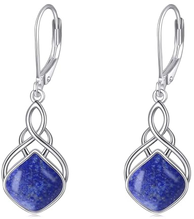 Keltische Knoten Ohrringe für Damen Sterlingsilber Naturstein irische Träne baumeln Ohrringe Schmuck Geschenke