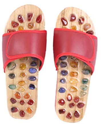Massagepantoffeln 1 Paar aus Pu Gummi Rot, Fußmassageschuhe | Akupunktur Sohlen, Größe 37, für Fußmassage Beim Gehen, für Familie und Freunde