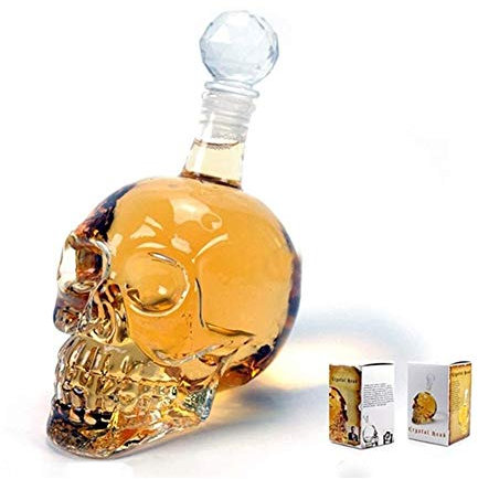 ANZHENGRQ Jarra para Whisky, Decantador de Vino de Vidrio de cráneo Decantadores de Whisky multipropósito Botella Creativa de Vodka Transparente, 500ml Decantador de Whisky,