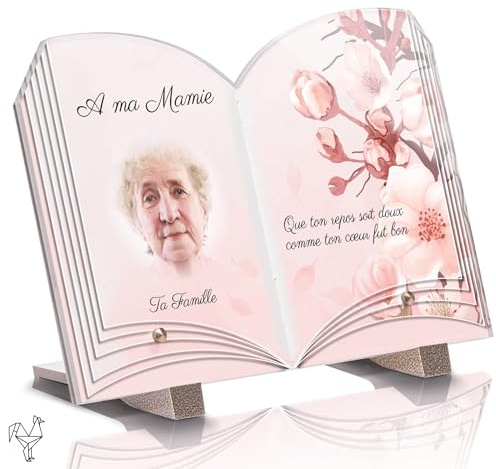 Plaque Funéraire Livre Personnalisée - Cerisier - Textes Photo personnalisables, plusieurs lignes - Résistante aux Intempéries et Traitée Anti UV (30x20 cm (standard))