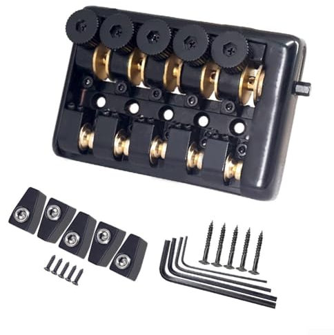 E-Bass Steg Saitenhalter Basssteg Saitenhalter Set 5-saitiger Headless Fixed Bridge Saitenhalter Mutter Teil Ersatz (B)