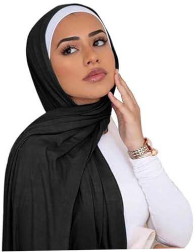Kopfverschlüsse für Frauen, Jersey Hijab für Frauen, weicher atmungsaktivem Modal Hijab, 67x28 Zoll langes schwarzes Hijab, Mode muslimischer Hijab -Schal für Frauen