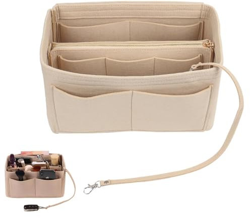 GFTCGK Beige Handtasche Organizer, Taschen Organizer Shopper, Filz Tasche Organizer mit mehreren Fächern, Taschenorganizer, Organizer Tasche, Handtaschen Organizer, Tasche Organizer Shopper