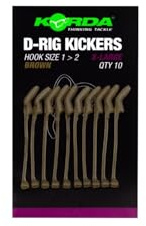 Korda D-Rig Kickers, Rig-Zubehör zum mühelosen Binden, für perfekte D-Rigs & Spinner Rigs beim Karpfenangeln, 10 Stück, Braun