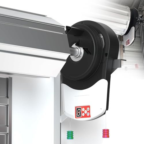 Abridor de Puerta Enrollable Eléctrico para Garaje con 2 Controles Remotos, Abridor de Puerta Enrollable Automático 800N, Motor Incorporado, Abridor de Puerta de Garaje para Montaje en Pared